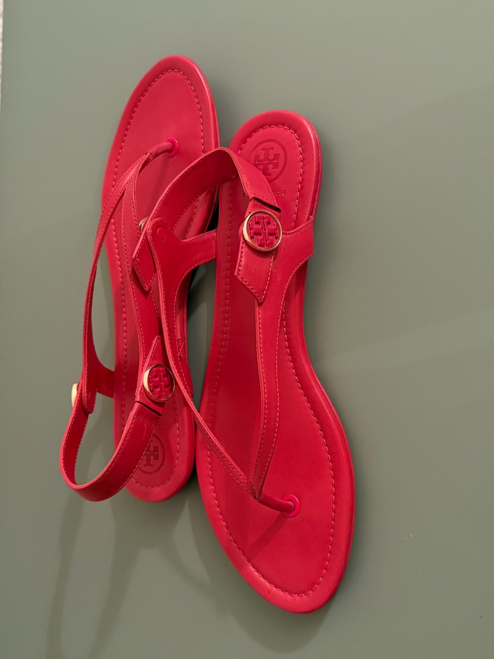 Tory Burch Minnie Travel Thong Sandal Slingback in Red – Size 10.5M
